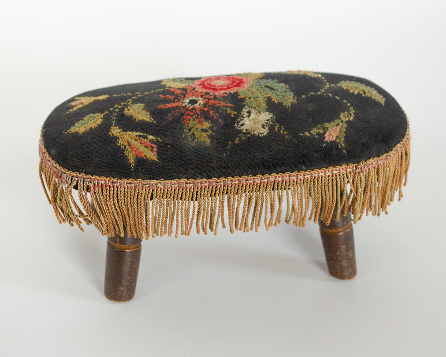 Crewelwork covered windsor stool