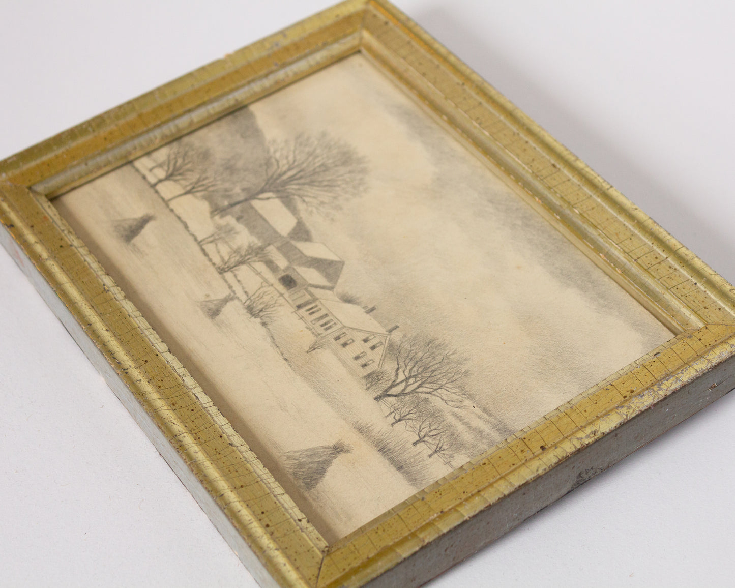19th C. Pencil Drawing of a Farm