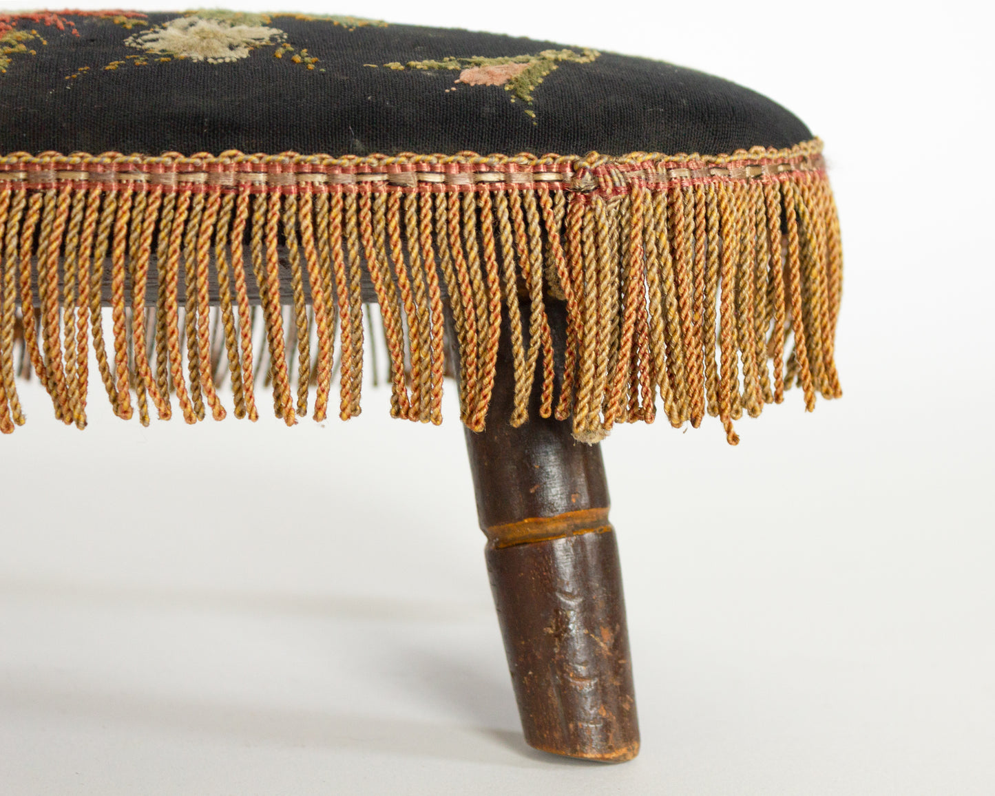 Crewelwork covered windsor stool